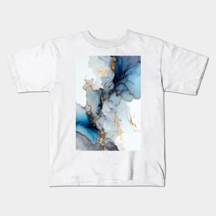 White and Gold Sea - Abstract Alcohol Ink Resin Art Kids T-Shirt